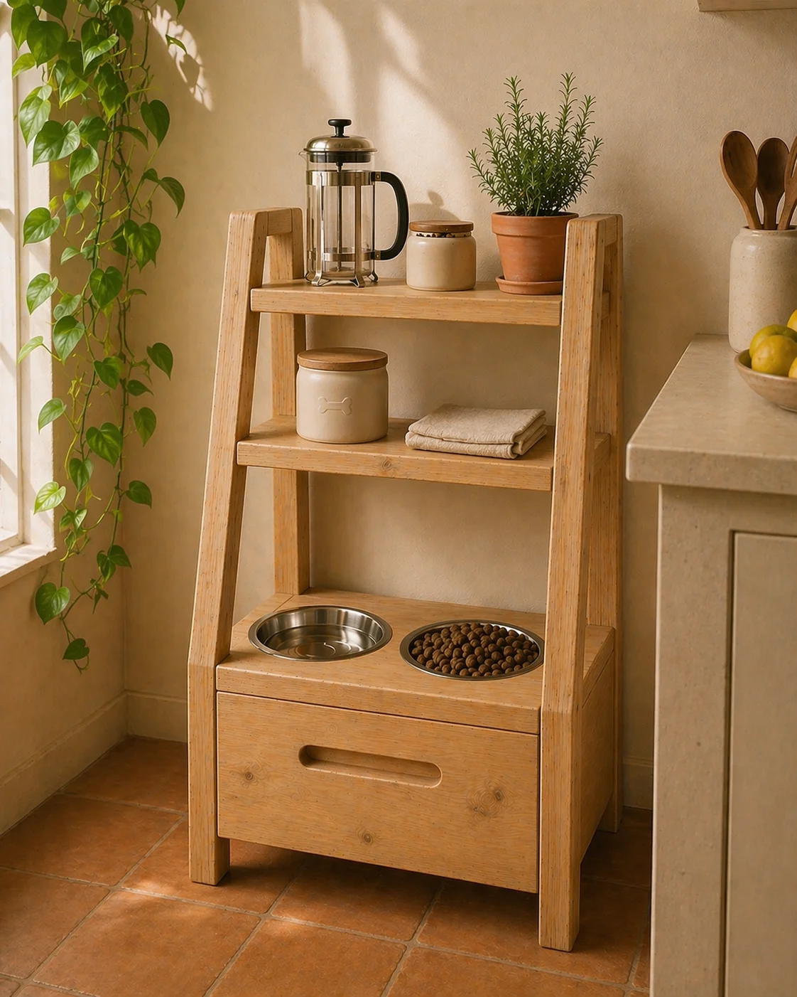 4Tony en una cocina con suelo de terracota